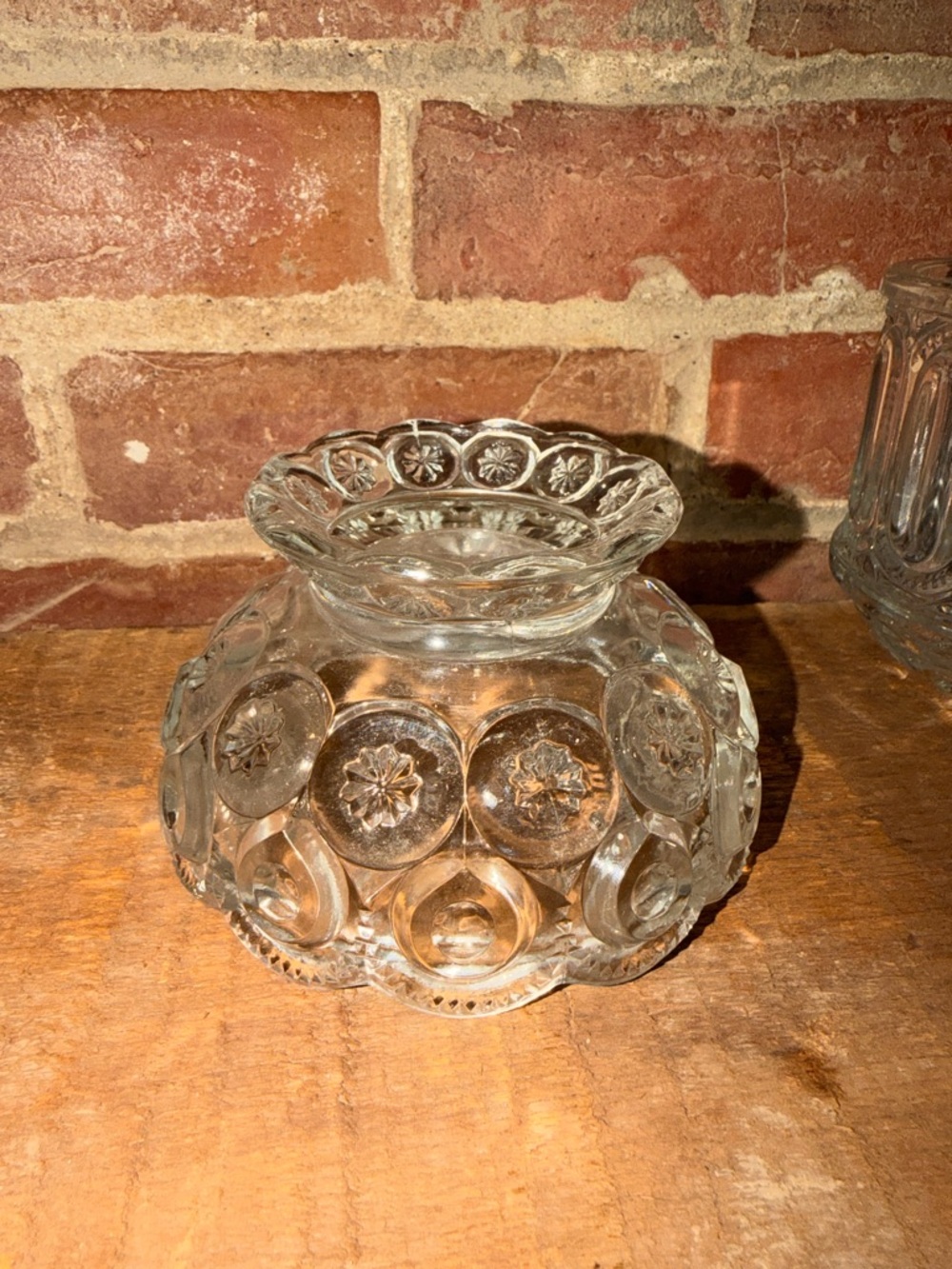 1880s Two Piece Fairy Lamp Clear Pressed Glass Dish & Compote Set MCM - Picture 5 of 11